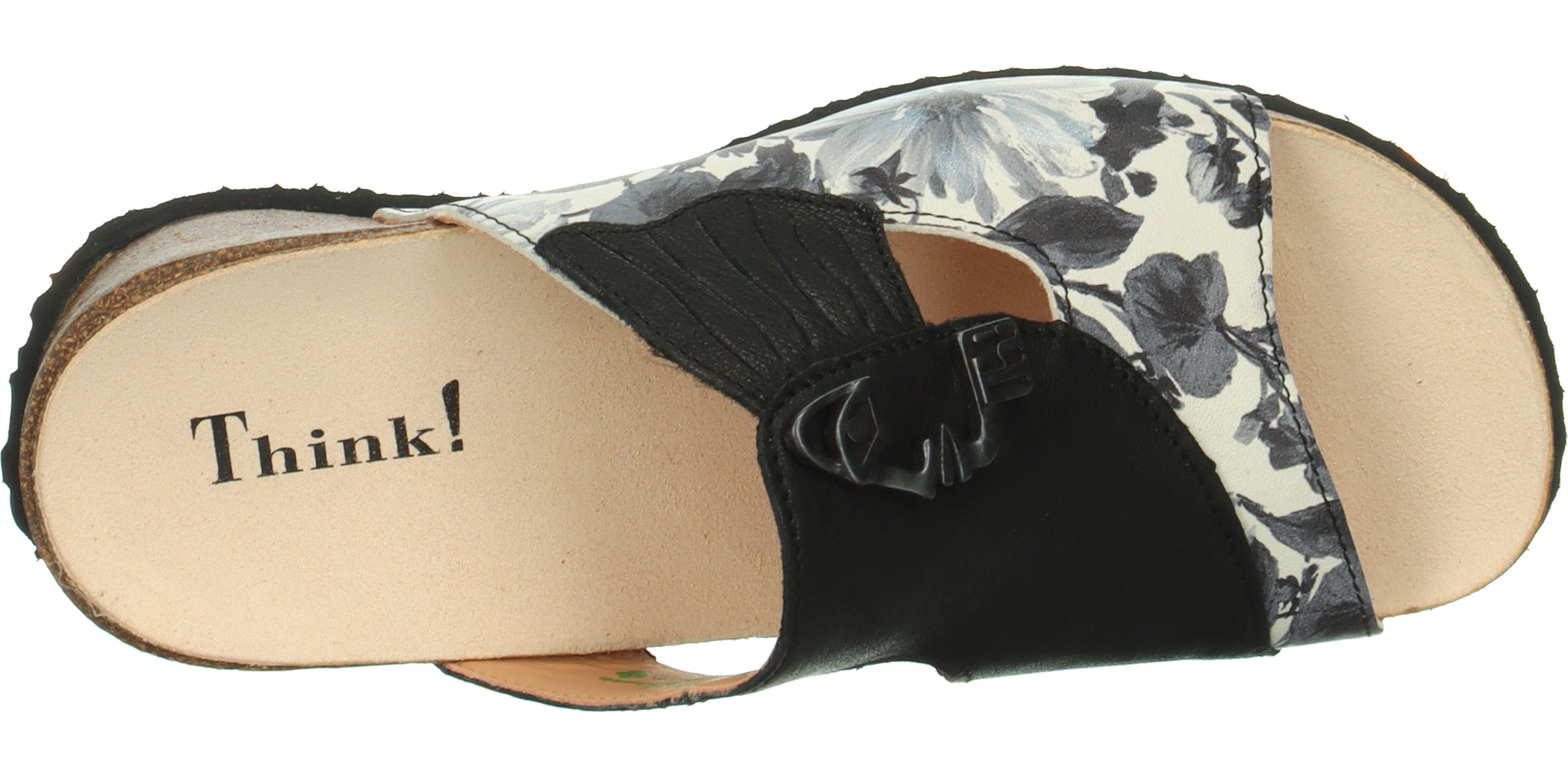 New Think! Black Mazzi Face 2024 Leather Slide Size 39 (8.5)